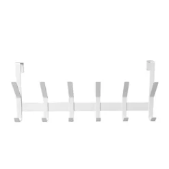 Heavy Duty Over The Door 6 Hooks Rail Matte White - Brightroom™