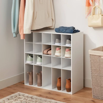4 Tier Laminate Stackable Shoe Cubby White - Brightroom™ 3 4 Tier Laminate Stackable Shoe Cubby White - Brightroom™