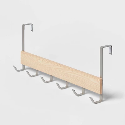 Large Over The Door Hook With Wood 6 Hooks - Brightroom™ 3 Large Over The Door Hook With Wood 6 Hooks - Brightroom™ - Image 2