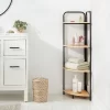 Corner Bath Wood Storage Tower Black Metal - Brightroom™