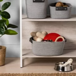 13" Half Coiled Rope Basket Gray - Brightroom™