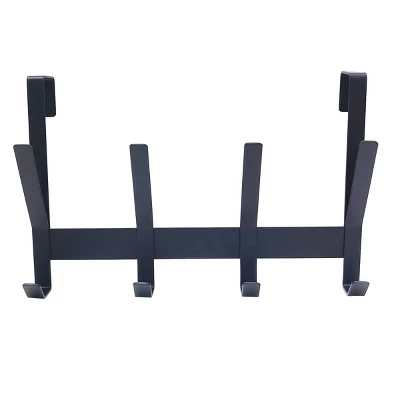 Heavy Duty Over The Door 4 Hooks Rail Matte Black - Brightroom™ 3 Heavy Duty Over The Door 4 Hooks Rail Matte Black - Brightroom™