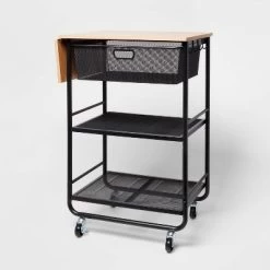 Metal Storage Cart With Mesh Drawer And Wood Top - Brightroom™ -Brightroom GUEST b9ec02d7 e818 4bdb 9f48 5453473bab39