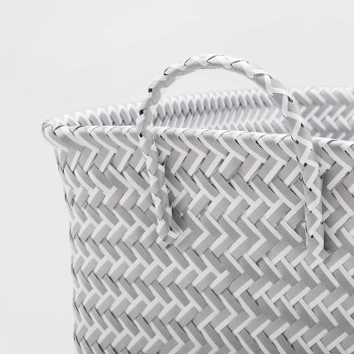 Large Woven Rectangular Storage Basket Gray/White - Brightroom™ 4 Large Woven Rectangular Storage Basket Gray/White - Brightroom™ - Image 2