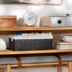 16" X 9" X 6" Lined Woven Media Bin Black - Brightroom™