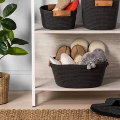 13" Small Coiled Rope Warm Gray Charcoal - Brightroom™