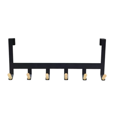 Mixed Material Over The Door 6 Hooks Rail Matte Black - Brightroom™ 3 Mixed Material Over The Door 6 Hooks Rail Matte Black - Brightroom™